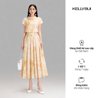 [KELLYBUI] Sơ mi lụa và chân váy xếp ly lụa, phong cách thời trang nữ thanh lịch, nữ tính