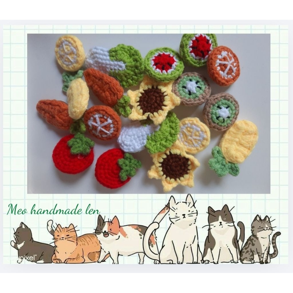 Pin/Ghim cài hoa quả trái cây - Handmade len - Crochet