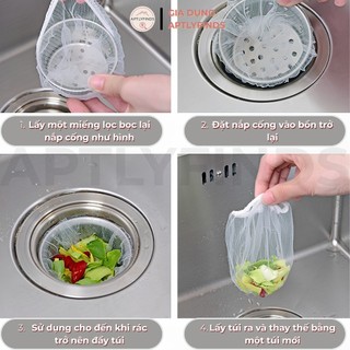 Túi Lọc Rác Bồn Rửa Chén APTLYFINDS Lưới Lọc Thức Ăn Thừa Co Giãn Ngăn Tắc Nghẽn Cống