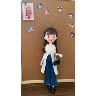 Set áo sẻ tà quần jean size búp bê blythe,ob24