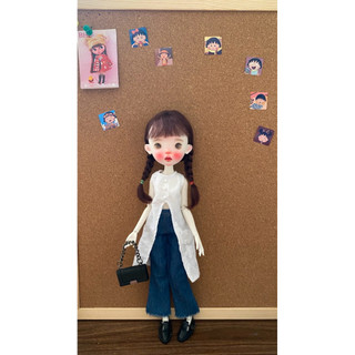 Set áo sẻ tà quần jean size búp bê blythe,ob24