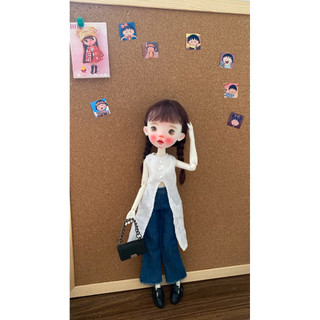 Set áo sẻ tà quần jean size búp bê blythe,ob24
