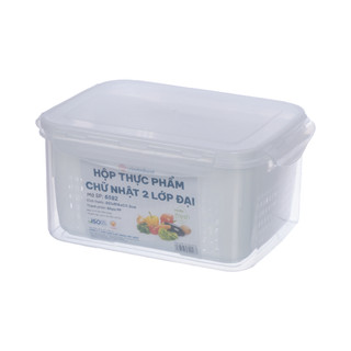 Bộ hộp thực phẩm chữ nhật 2 lớp, hộp bảo quản thực phẩm rau củ, trái cây đa năng nhựa Việt Nhật 6581