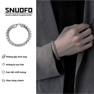 SNUOFO - Vòng tay 2 lớp nam nữ thép không gỉ dây xương rắn phong cách tối giản không phai màu đa năng thiết kế độc đáo