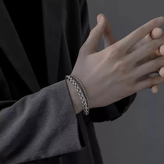 SNUOFO - Vòng tay 2 lớp nam nữ thép không gỉ dây xương rắn phong cách tối giản không phai màu đa năng thiết kế độc đáo