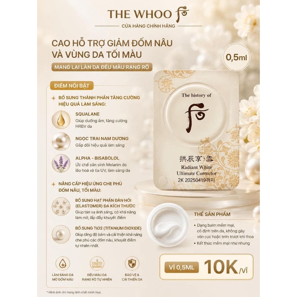 Combo 10 vỉ cao  nám Whoo Radiant White Intensive