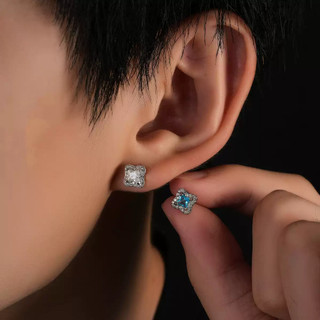 SNUOFO - Khuyên tai nam nữ đồng đính đá zirconia hình cỏ 4 lá sao Bắc Đẩu sáng lấp lánh phong cách sang trọng