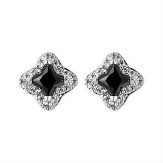 SNUOFO - Khuyên tai nam nữ đồng đính đá zirconia hình cỏ 4 lá sao Bắc Đẩu sáng lấp lánh phong cách sang trọng