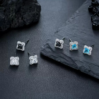SNUOFO - Khuyên tai nam nữ đồng đính đá zirconia hình cỏ 4 lá sao Bắc Đẩu sáng lấp lánh phong cách sang trọng