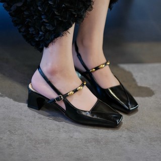 Giày sandal cao gót bít mũi gót vuông 5P và 7P Dép Sục Nữ Hàn Quốc Đế Êm Hot Trend Giày Bánh Bèo mã SandalDau