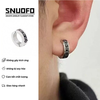 SNUOFO - Kẹp tai nam thép titan số La Mã không cần bấm lỗ phong cách Hip Hop tối giản đa năng