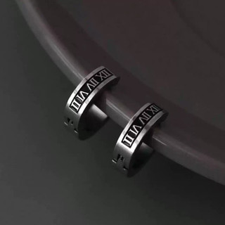 SNUOFO - Kẹp tai nam thép titan số La Mã không cần bấm lỗ phong cách Hip Hop tối giản đa năng