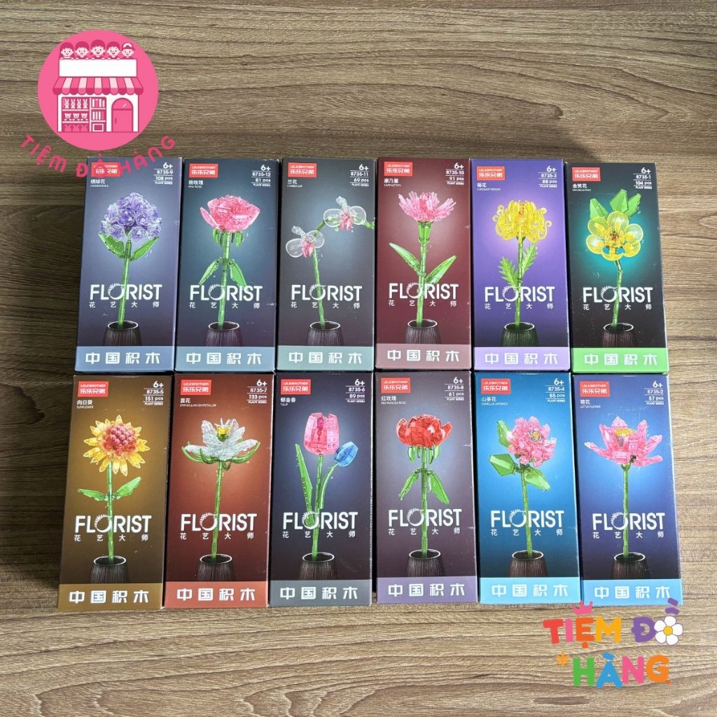 Set Đồ Chơi Lắp Ráp 12 Hộp Hoa Màu Pha Lê Mini Trang Trí Đẹp