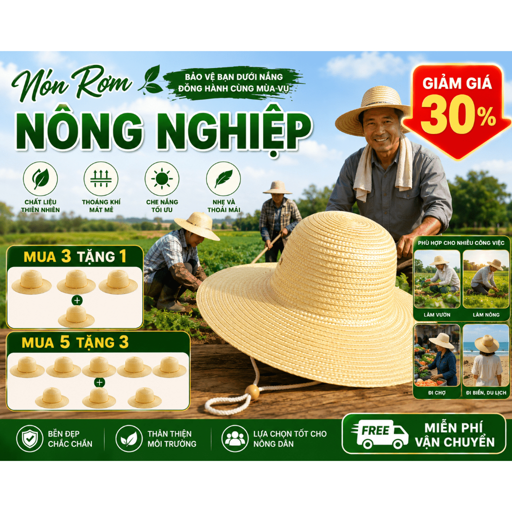 Mũ Nón Lưỡi Trai Chống Nắng Nam Vành Rộng Vòng Đầu 55-65cm Thoáng Mát Đi Biển Làm Việc Du Lịch