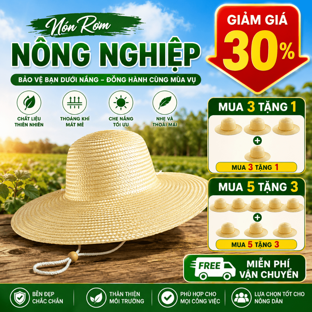 Mũ Nón Lưỡi Trai Chống Nắng Nam Rơm Vành Rộng 12cm UV Thoáng Mát Nghề Nghiệp Du Lịch