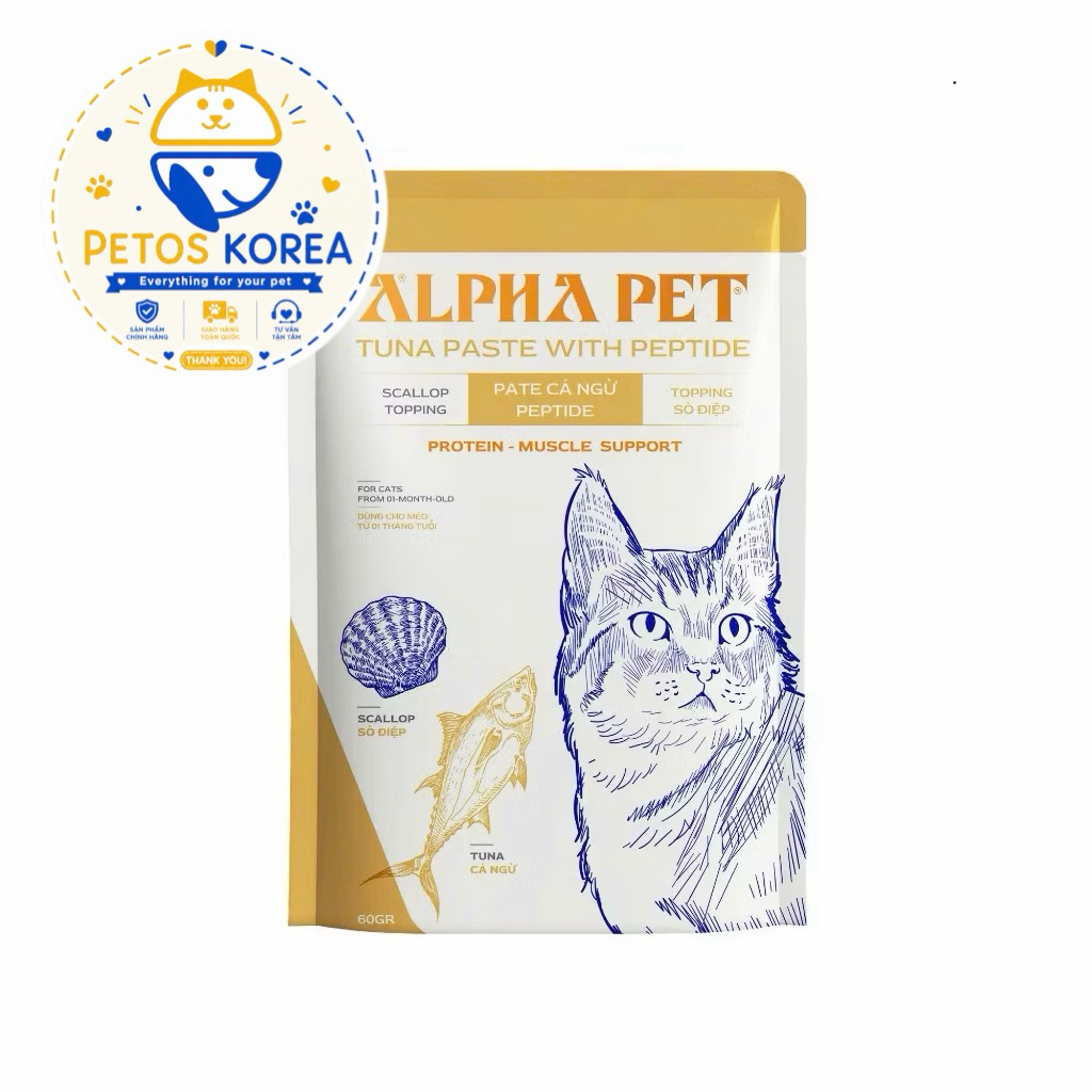 [COMBO 12-24GÓI]Pate cho mèo Alpha Pet 60g Việt Nam gói nhỏ tiện lợi 8 vị cá ngừ phô mai tôm cá hồi thơm ngon