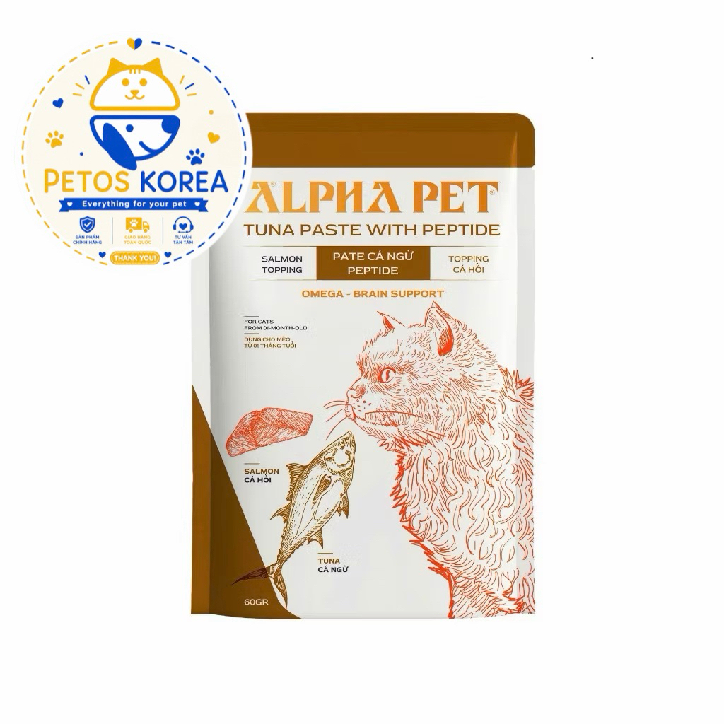 [COMBO 12-24GÓI]Pate cho mèo Alpha Pet 60g Việt Nam gói nhỏ tiện lợi 8 vị cá ngừ phô mai tôm cá hồi thơm ngon