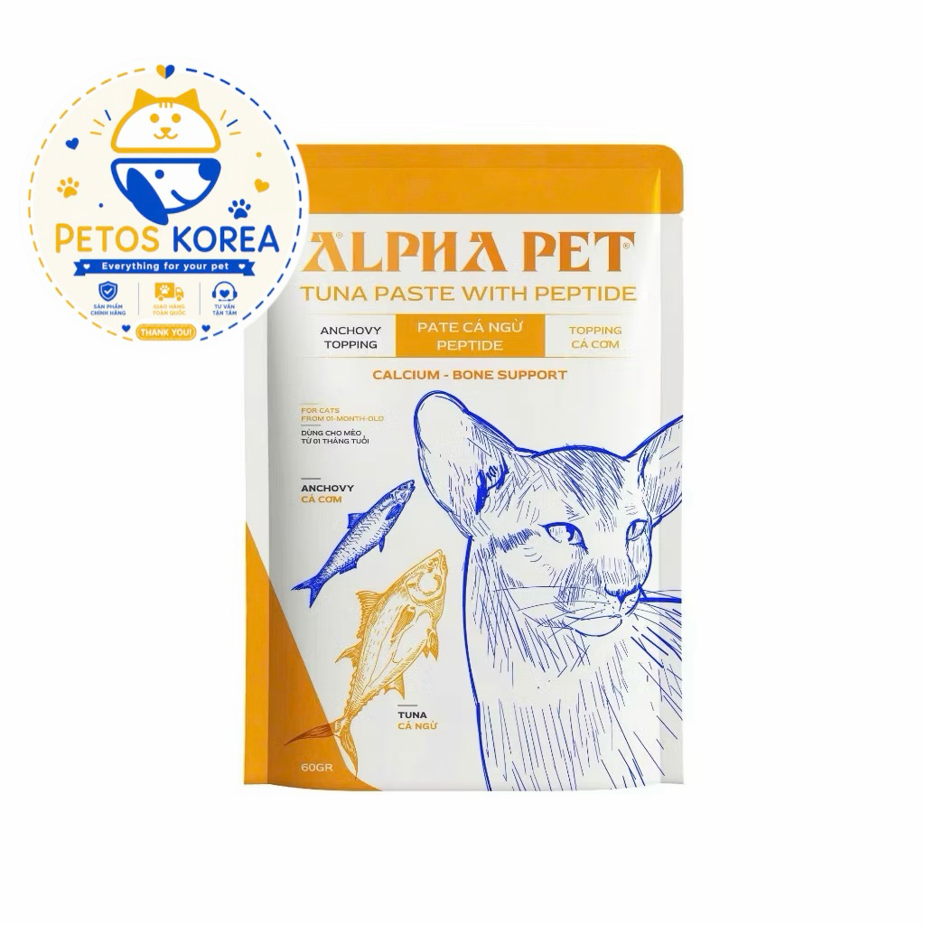 [COMBO 12-24GÓI]Pate cho mèo Alpha Pet 60g Việt Nam gói nhỏ tiện lợi 8 vị cá ngừ phô mai tôm cá hồi thơm ngon