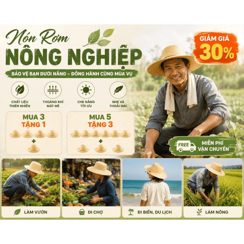 Mũ Nón Lưỡi Trai Chống Nắng Nam Rơm Vành Rộng 12cm UV Thoáng Mát Nghề Nghiệp Du Lịch