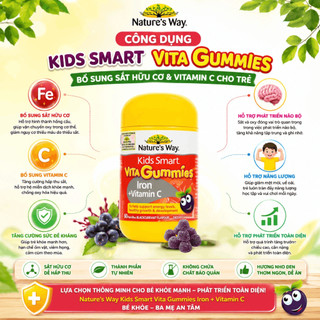 Kẹo dẻo tăng đề kháng Nature’s Way kids smart vitagummies vitamin c iron 60 viên vitamin c + sắt