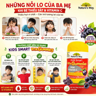 Kẹo dẻo tăng đề kháng Nature’s Way kids smart vitagummies vitamin c iron 60 viên vitamin c + sắt