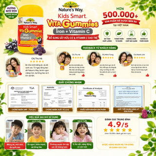 Kẹo dẻo tăng đề kháng Nature’s Way kids smart vitagummies vitamin c iron 60 viên vitamin c + sắt