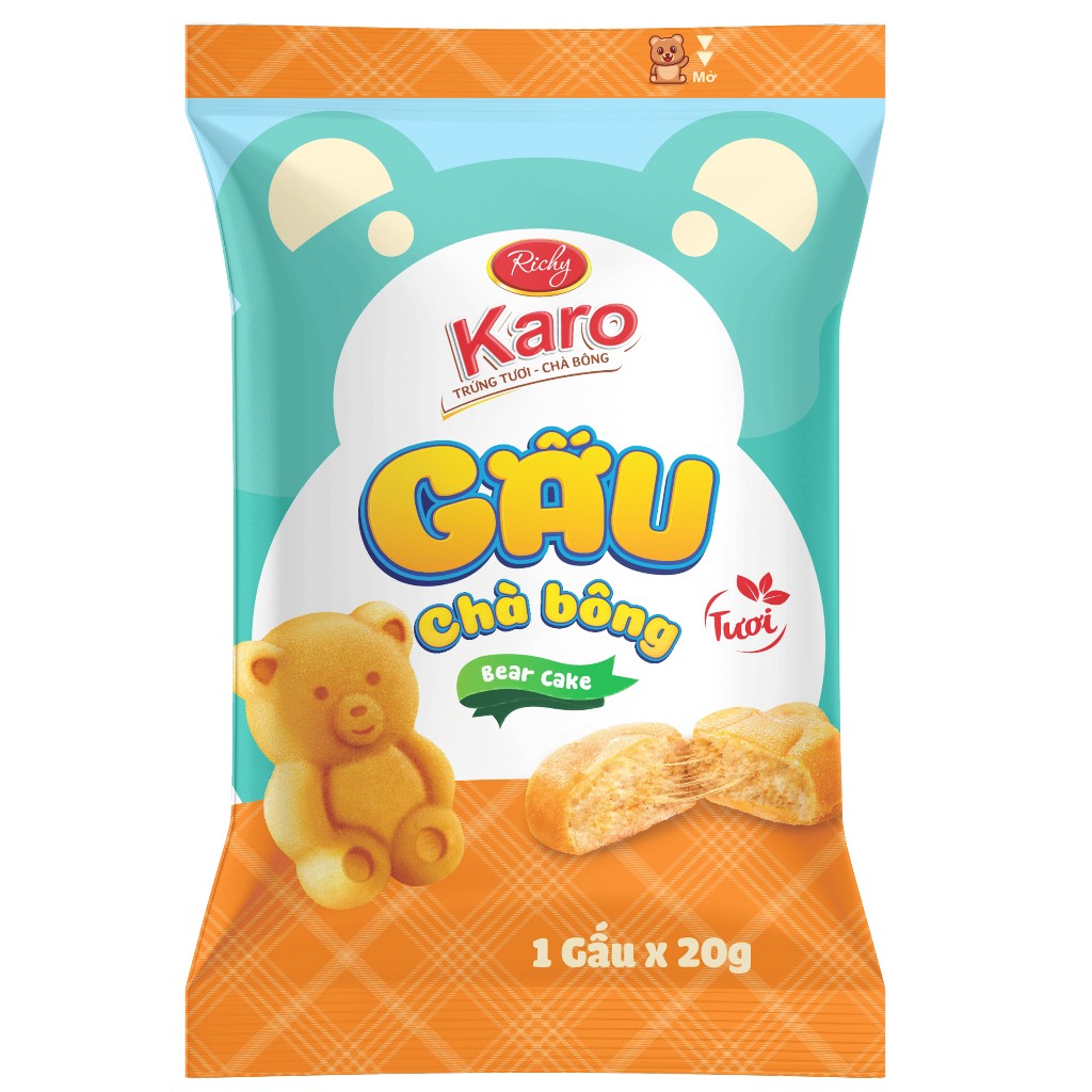 [TẶNG  QUÀ ĐƠN TỪ 129K] [New]Combo 4 bịch bánh Karo Gấu chà bông, HSD 45 ngày - cân nhắc khi đặt SLL