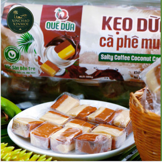 [25.06] Kẹo Dừa Mềm Cà phê muối Nguyên Chất Quê Dừa Túi 500g - Đặc Sản Bến Tre, Dẻo Mềm, Ăn Vặt
