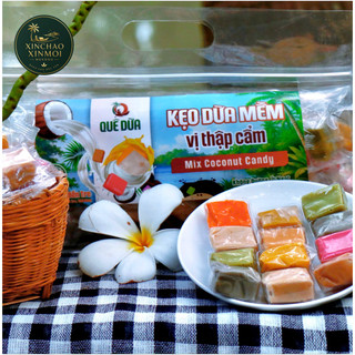 [25.06] Kẹo Dừa Mềm Thập Cẩm Quê Dừa Túi 500g - Đặc Sản Bến Tre, Dẻo Mềm, Nhiều Vị (Sầu riêng, cà phê, dâu tây,...)