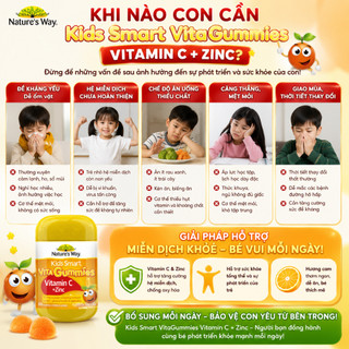Kẹo dẻo cho bé Nature's Way kids smart Vita Gummies Vitamin C +ZinC hỗ trợ tăng sức đề kháng 60 viên