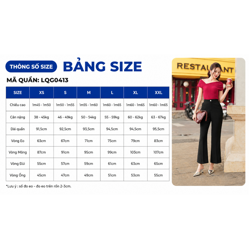 [Size S - XXL] Quần tây nữ ống loe GUMAC chiều dài 93cm quần có ủi li đính nút vàng LQG0413