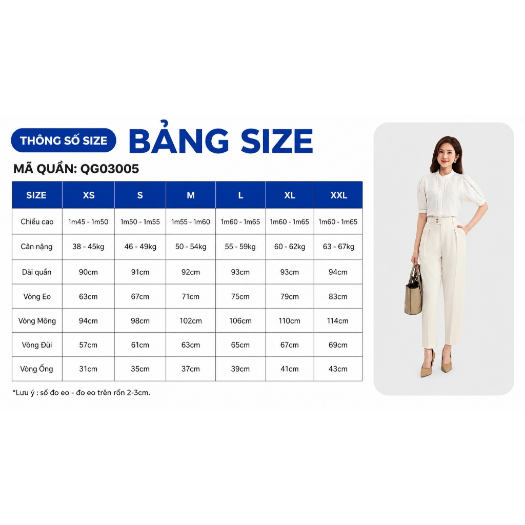 Quần Tây Nữ GUMAC Ống Đứng Lưng Cao Cạp Cao Cài Hai Khuy Nút Vải Bố Ruby Đứng Form QG03005