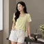 ÁO THUN NỮ CỔ TIM VIỀN BO BASIC BI.POSILÁ TAY NGẮN, COTTON BORIP LẠNH CO GIÃN 240GSM MỀM MỊN