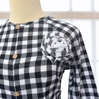 Áo Bà Ba Khăn Rằn Truyền Thống Caro Trắng Đen Sọc To Chất Cotton – Phong Cách Nam Bộ | Khăn Rằn Xưa