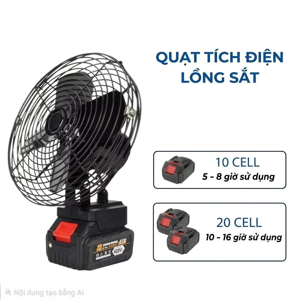 [Quà Tặng] + Quạt Tích Điện Lồng Sắt Pin MAKITA, Sử Dụng 4-10h, Làm Mát Cực Nhanh Dùng Được Cho Mọi Trường Hợp