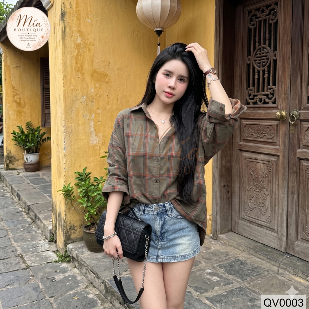 Chân váy ngắn jean denim bò chữ A basic rách nhẹ 3 màu Mía QCCC QCl1 CV0003 #3269