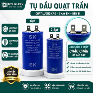 Tụ quạt trần , tụ dầu 2.5uF, 3.5uF, 4uF 350V (Không kèm dây bấm) tụ điện tròn chất lượng tốt.