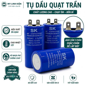 Tụ quạt trần 2.5uF 3.5uF 4uF điện áp 350VAC (Không kèm dây bấm) tụ dầu quạt trần chất lượng cao.