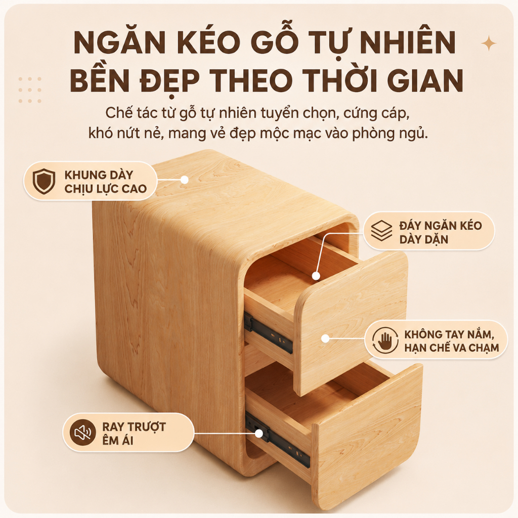 Tủ đầu giường bọc da CONOCO siêu hẹp nguyên chiếc chống nước cho phòng nhỏ