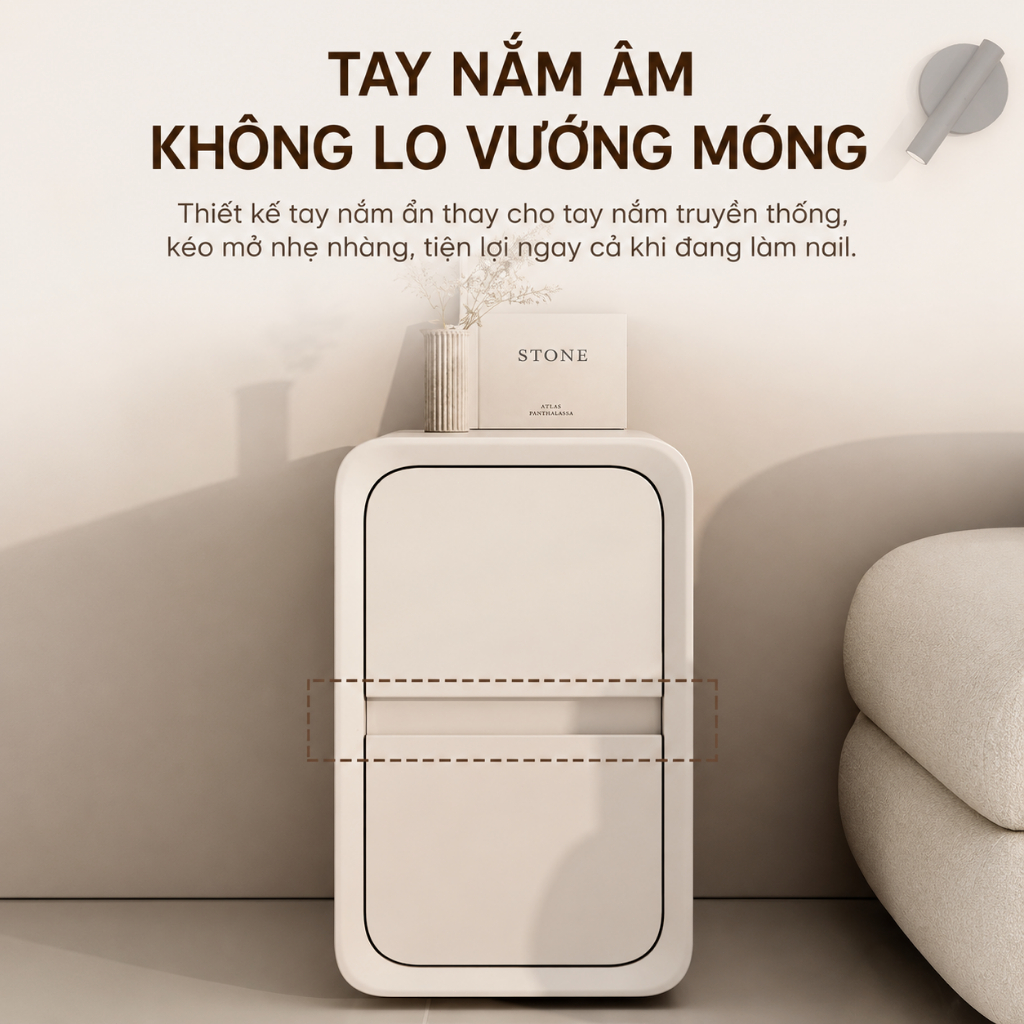 Tủ đầu giường bọc da CONOCO siêu hẹp nguyên chiếc chống nước cho phòng nhỏ