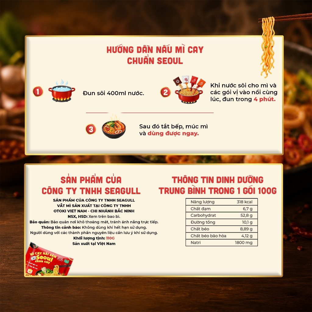 Hộp 5 Tặng 1 - Mì Cay Seoul 7 Cấp Độ 6 Gói Gia Vị Hải Sản Chua Cay Trang Trại Sạch Thôn Xanh Farm