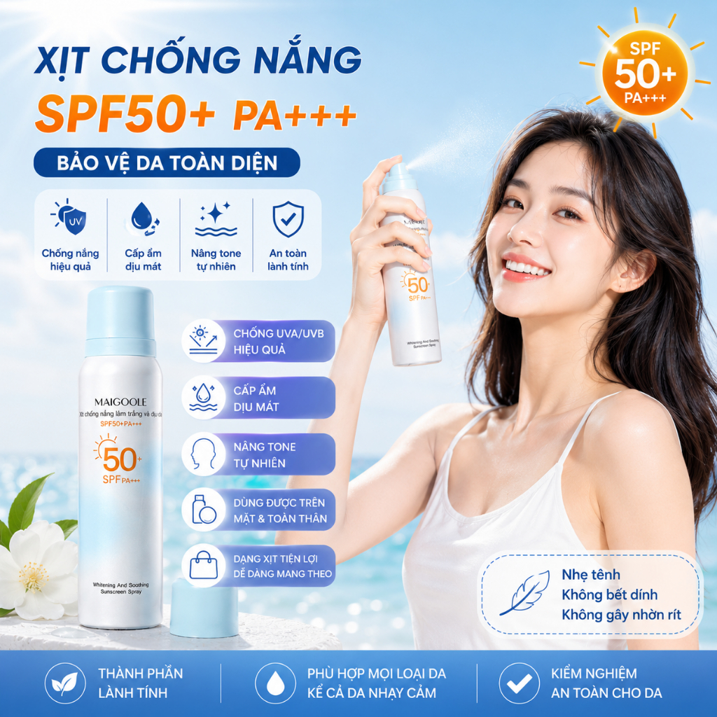 Kem Chống Nắng Body Xịt Chống Nắng Body SPF50+ PA+++ Làm Dịu Da Nhẹ Không Nhờn Hỗ Trợ Bán Buôn
