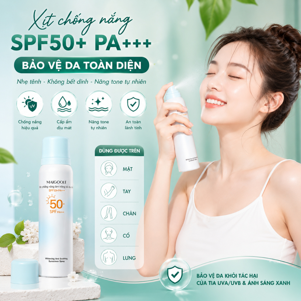 Kem Chống Nắng Body Xịt Chống Nắng Body SPF50+ PA+++ Làm Dịu Da Nhẹ Không Nhờn Hỗ Trợ Bán Buôn
