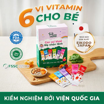 Vitamin Tổng Hợp Cho Bé - Happy Vitamin - Bé Ăn Ngon Cao Lớn - Hôp Mix Sắt Kẽm Canxi Lysine, Keo Ong, Bổ Mắt Lutein