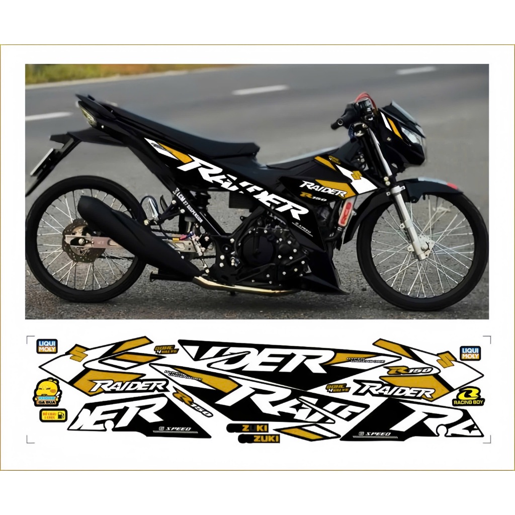 Tem rời RAIDER R150 cao cấp chất liệu in 3 lớp chống nước không phai màu.