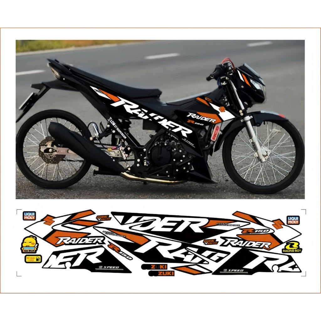 Tem rời RAIDER R150 cao cấp chất liệu in 3 lớp chống nước không phai màu.