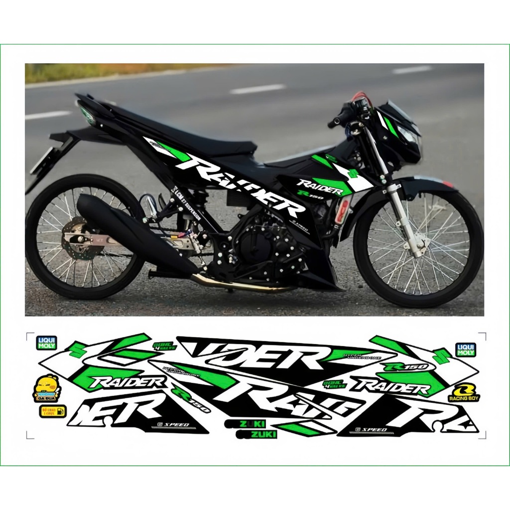 Tem rời RAIDER R150 cao cấp chất liệu in 3 lớp chống nước không phai màu.