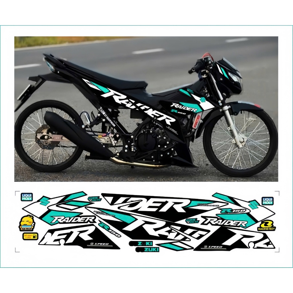 Tem rời RAIDER R150 cao cấp chất liệu in 3 lớp chống nước không phai màu.