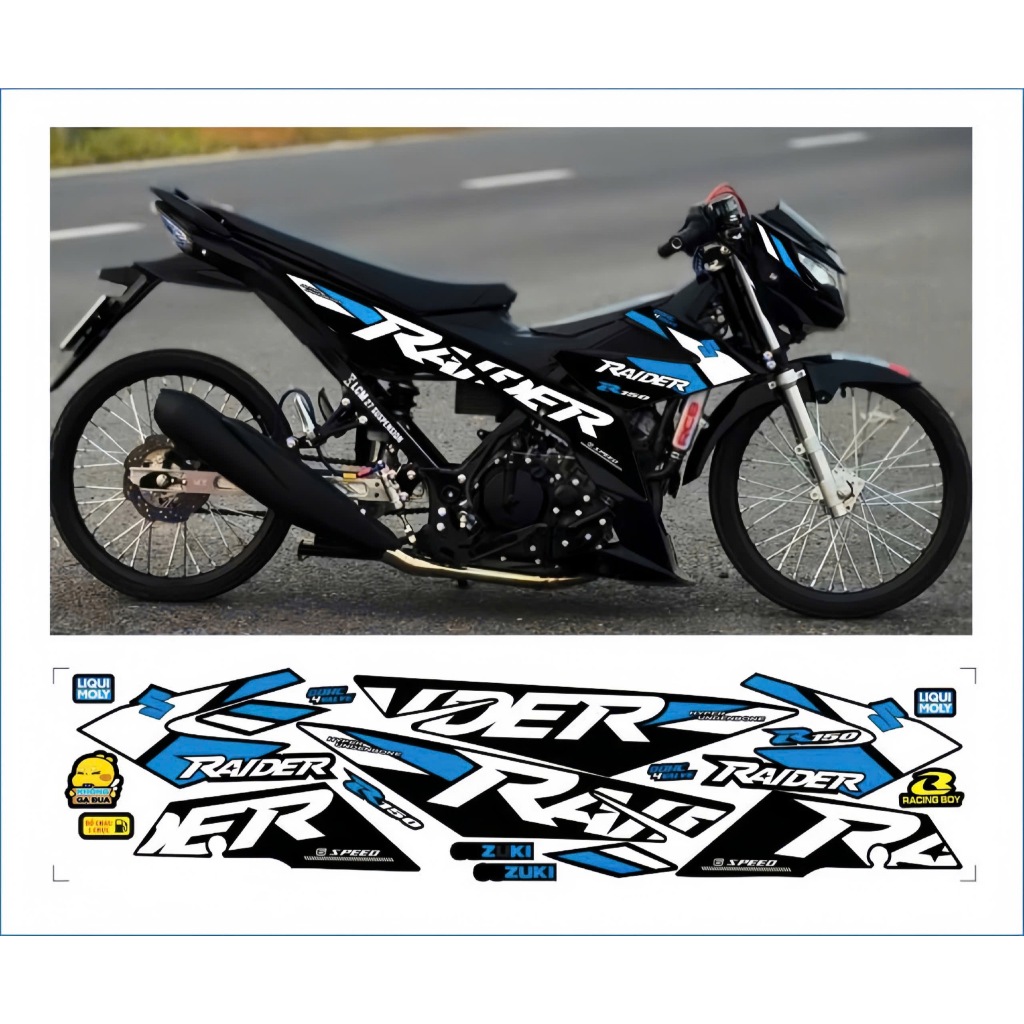 Tem rời RAIDER R150 cao cấp chất liệu in 3 lớp chống nước không phai màu.