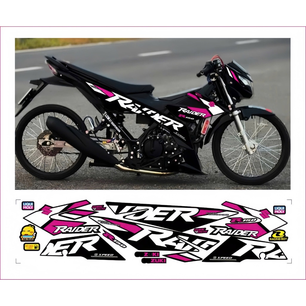 Tem rời RAIDER R150 cao cấp chất liệu in 3 lớp chống nước không phai màu.